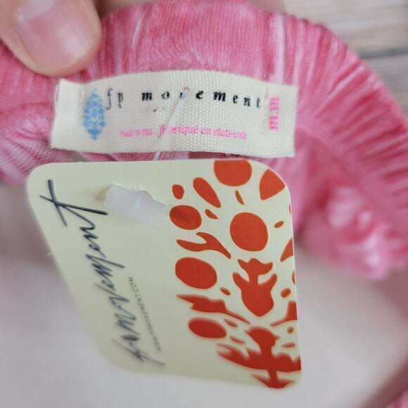 NWT Free People FP Movement Tie Dye Off The Shoulder Top Pink Medium - Picture 5 of 7